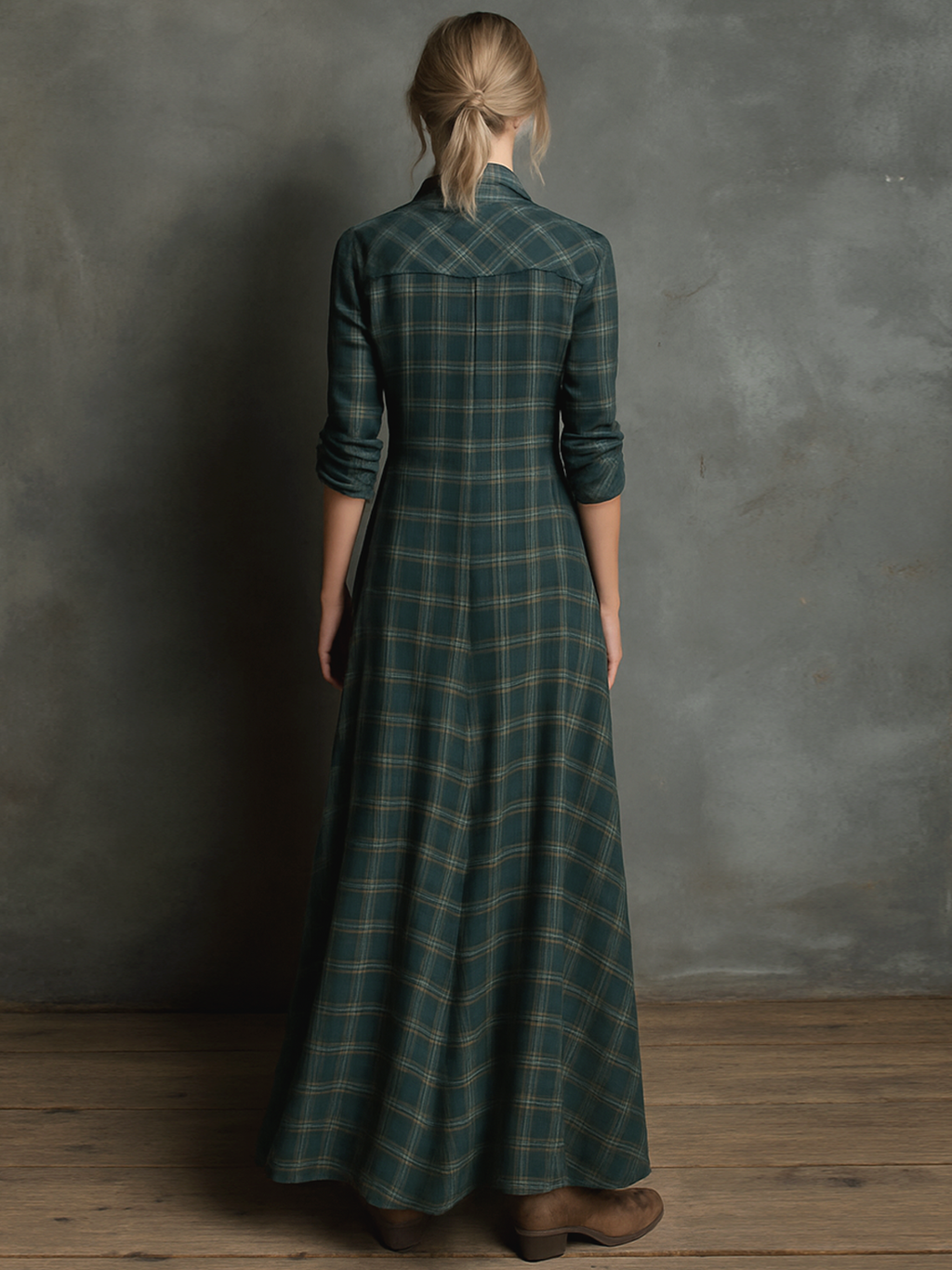 Facunda™ Vestido Maxi de Rayas con Cuello, Estilo Camisero para Mujer
