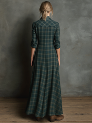 Facunda™ Vestido Maxi de Rayas con Cuello, Estilo Camisero para Mujer