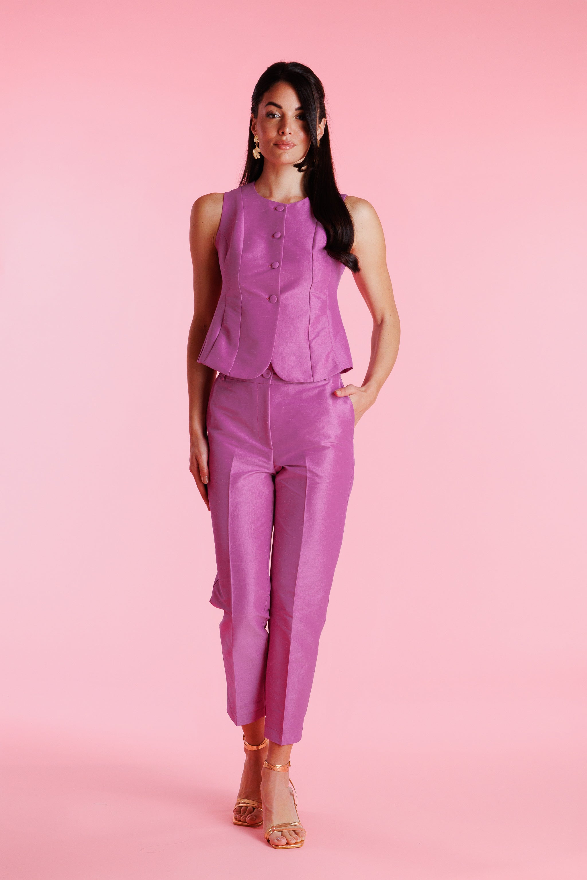 Roselia™ Pantalón de Vestir Shantung de Talle Alto para Mujer