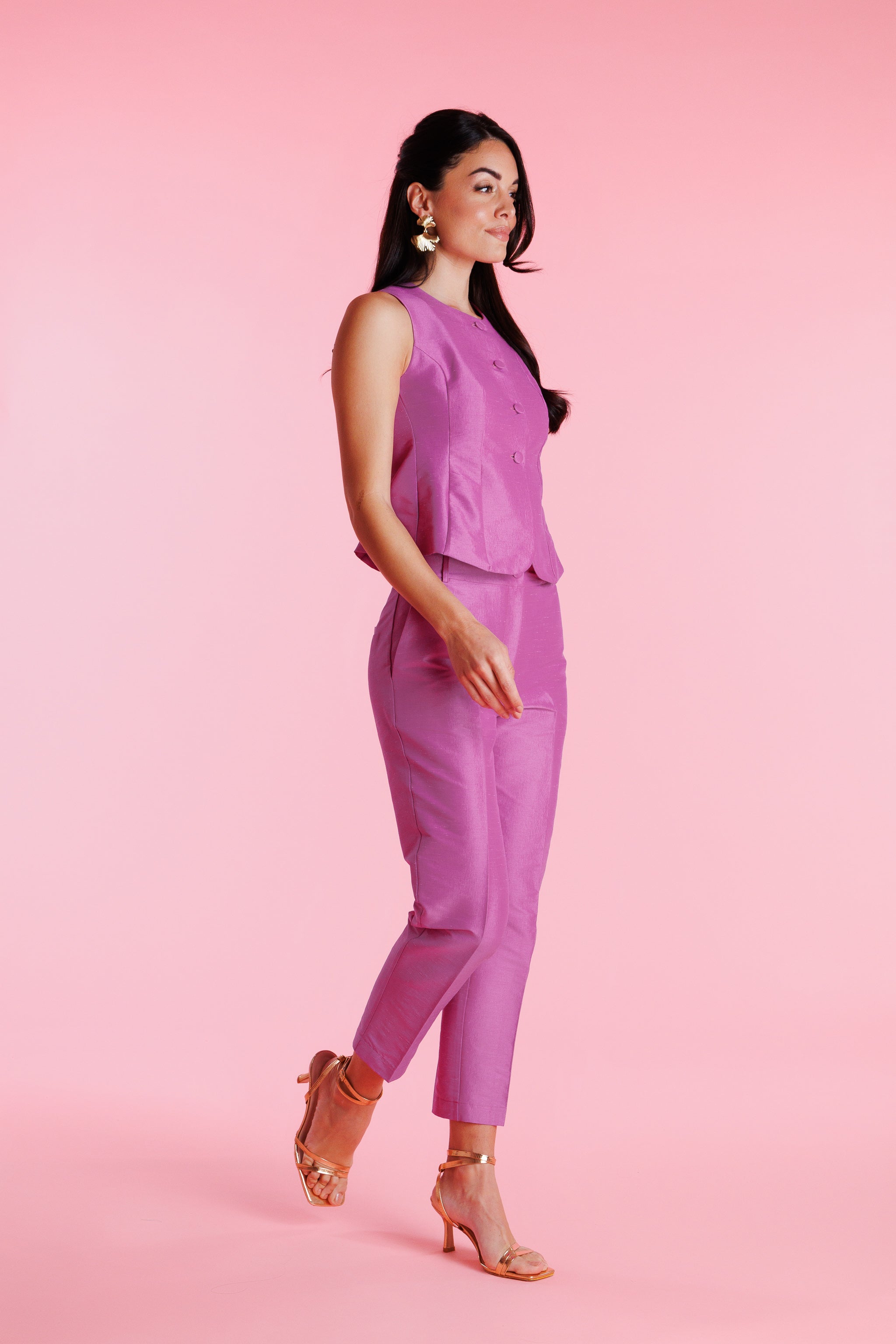 Roselia™ Pantalón de Vestir Shantung de Talle Alto para Mujer
