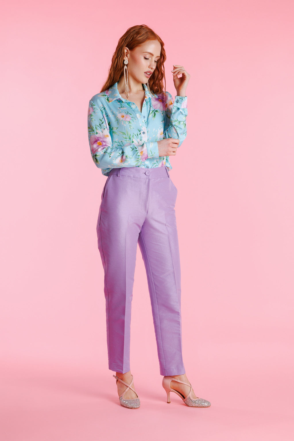Roselia™ Pantalón de Vestir Shantung de Talle Alto para Mujer
