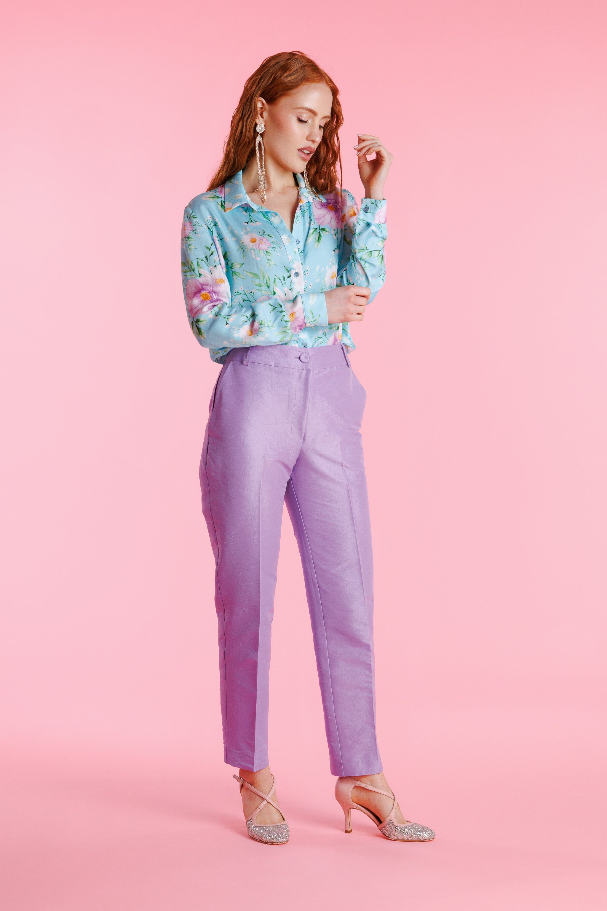 Roselia™ Pantalón de Vestir Shantung de Talle Alto para Mujer