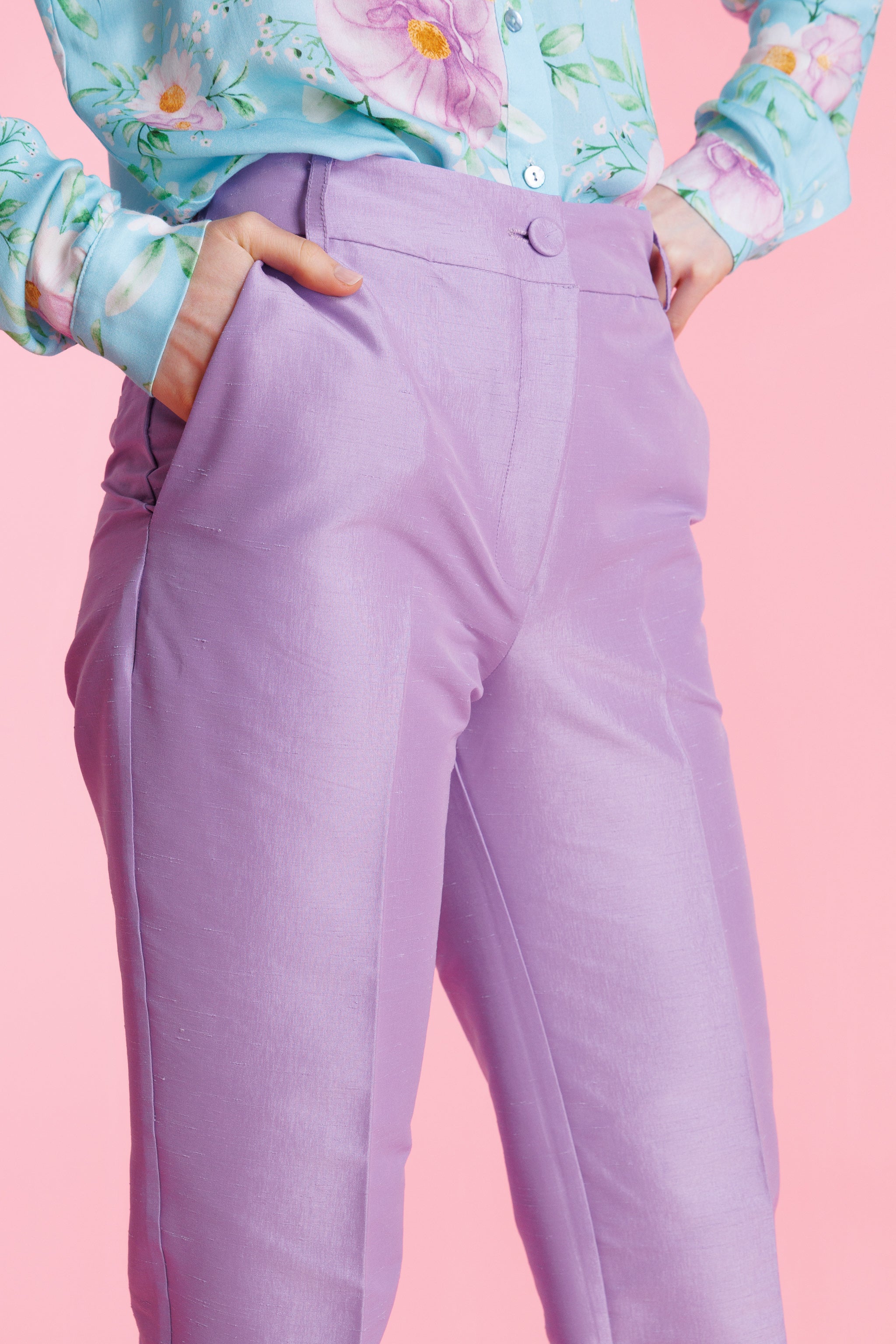Roselia™ Pantalón de Vestir Shantung de Talle Alto para Mujer