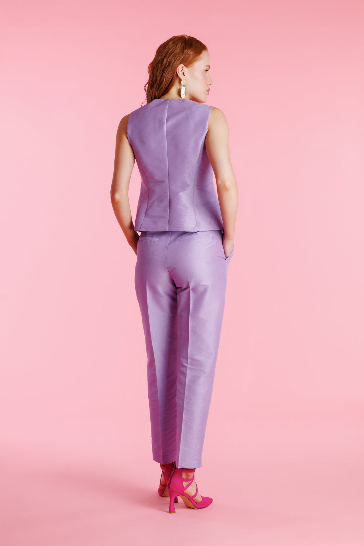 Roselia™ Pantalón de Vestir Shantung de Talle Alto para Mujer