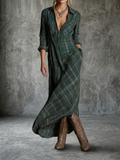 Facunda™ Vestido Maxi de Rayas con Cuello, Estilo Camisero para Mujer