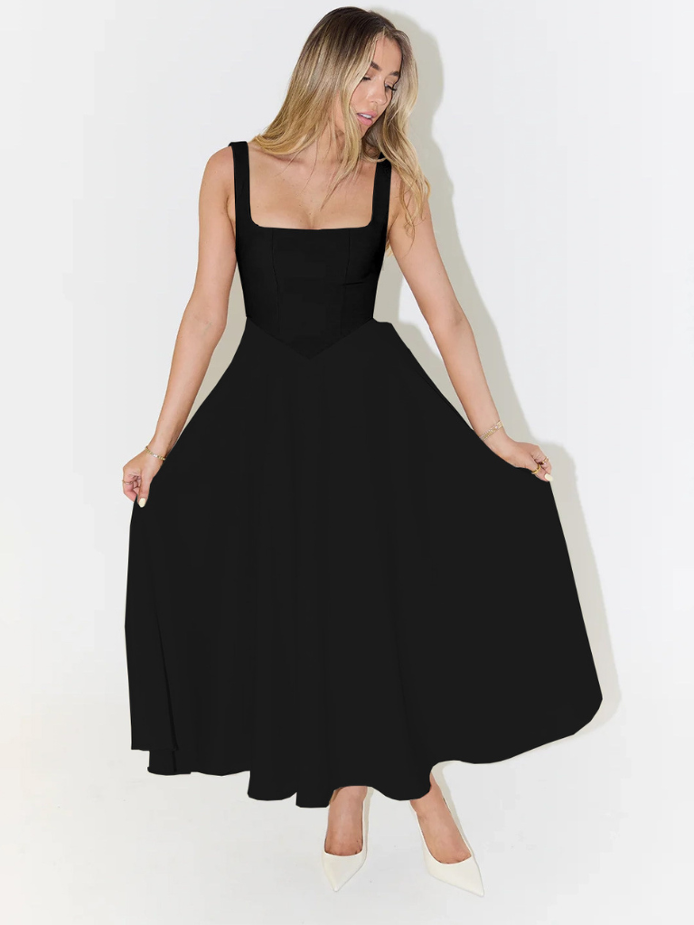 Lucila™ Vestido Midi Elegante con Escote Cuadrado Fluido
