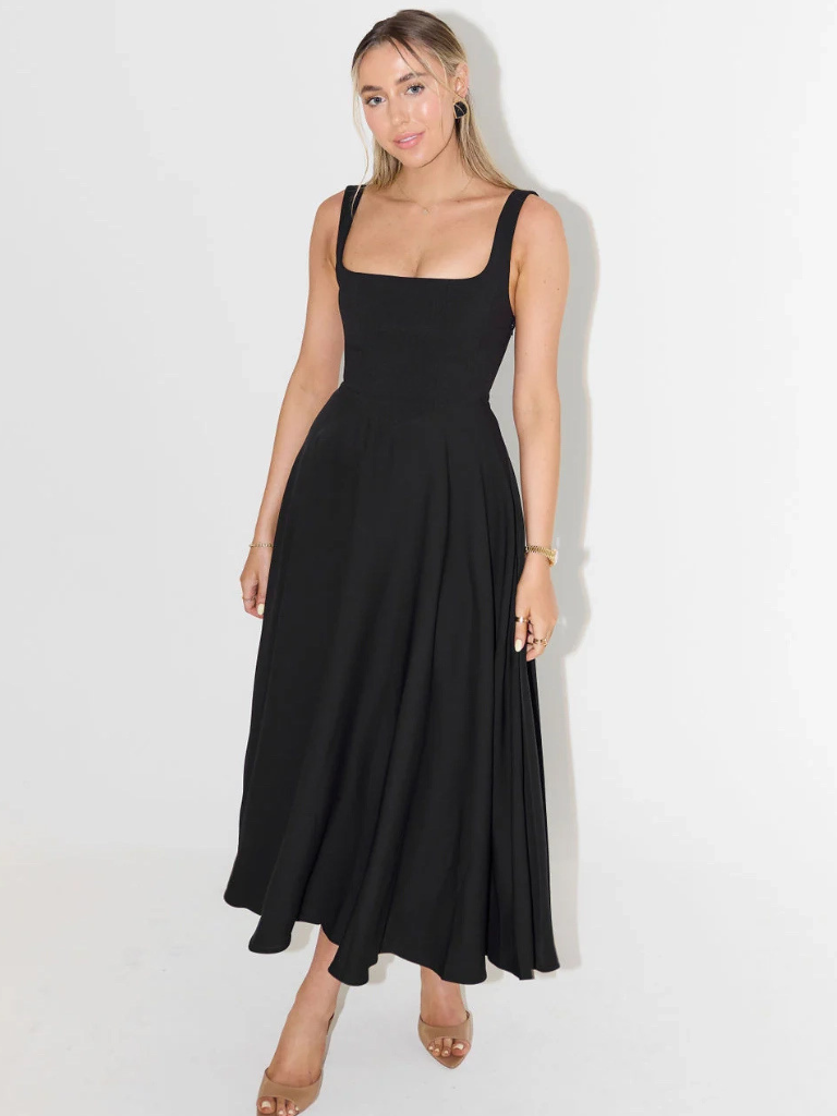 Lucila™ Vestido Midi Elegante con Escote Cuadrado Fluido