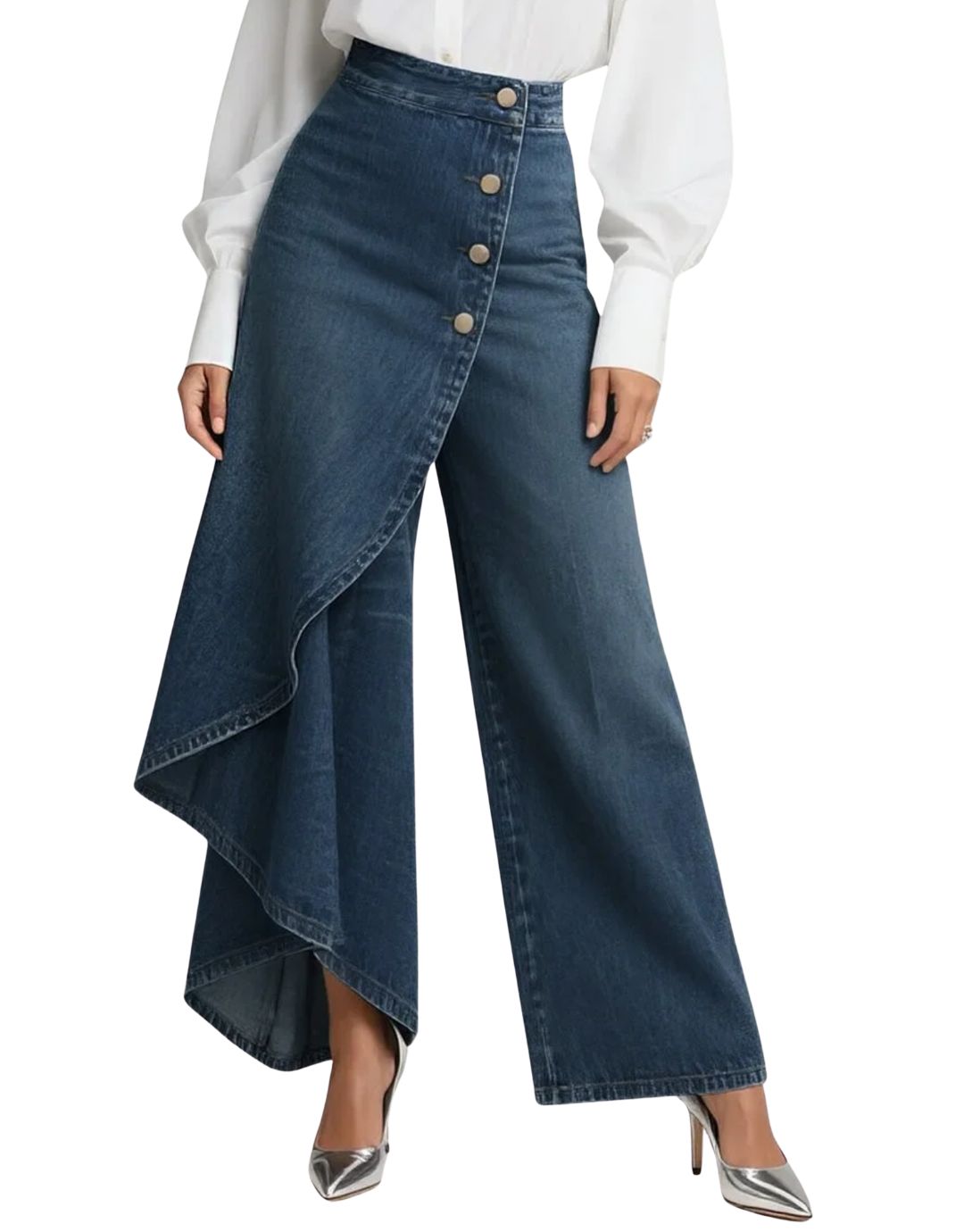 Cuicatlán™ Jeans Cruzados para Mujer, Tiro Medio