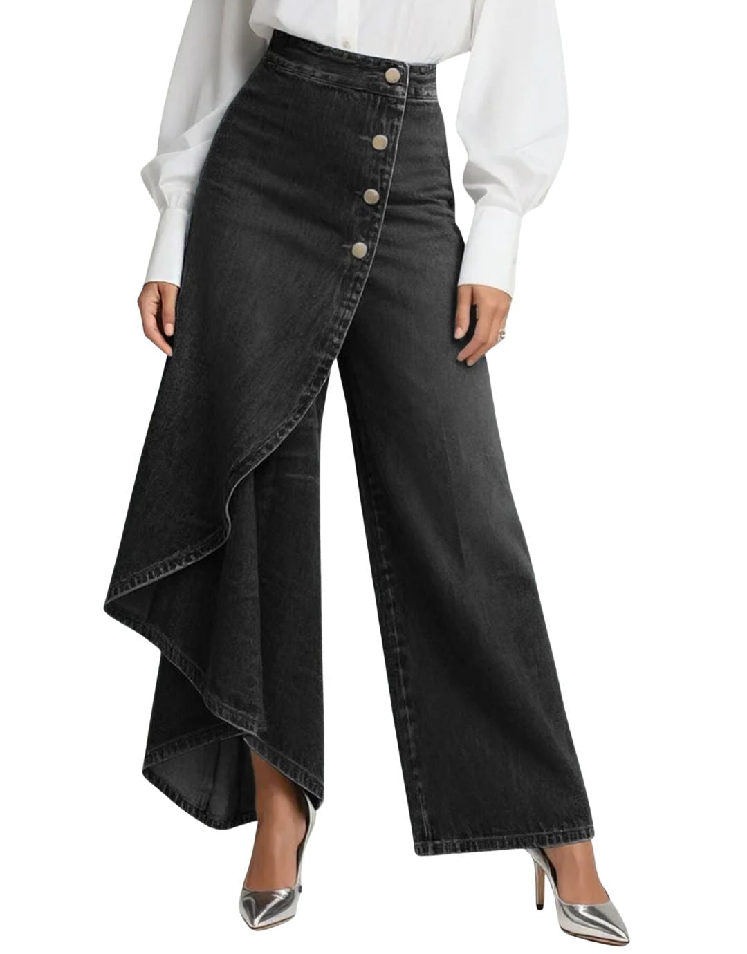 Cuicatlán™ Jeans Cruzados para Mujer, Tiro Medio