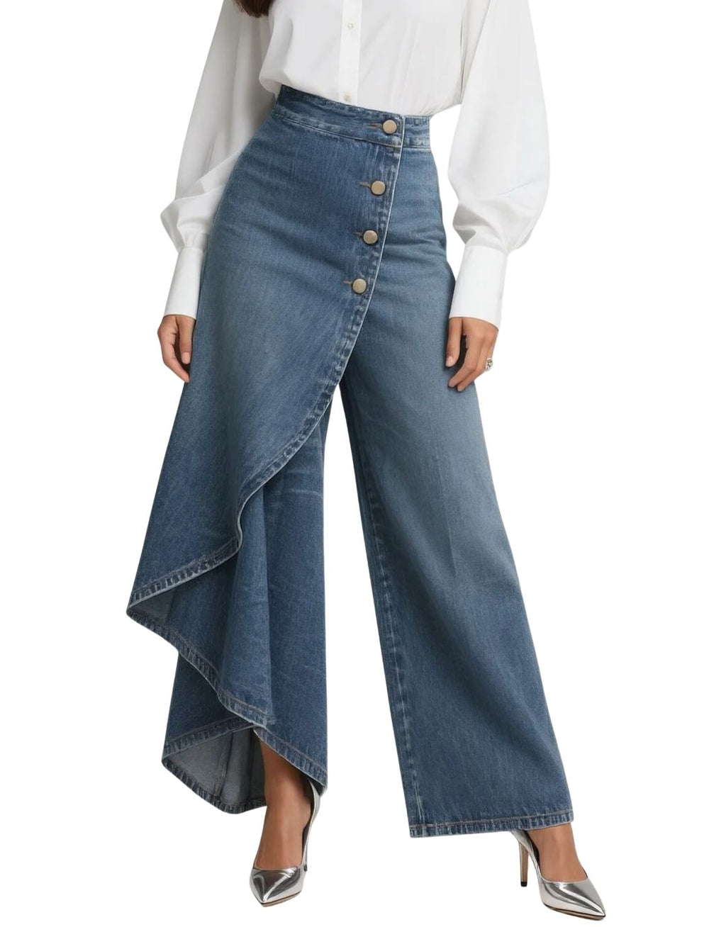Cuicatlán™ Jeans Cruzados para Mujer, Tiro Medio