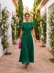 Feliza | Vestido Largo Plisado con Cintura Anudada
