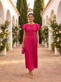 Feliza | Vestido Largo Plisado con Cintura Anudada