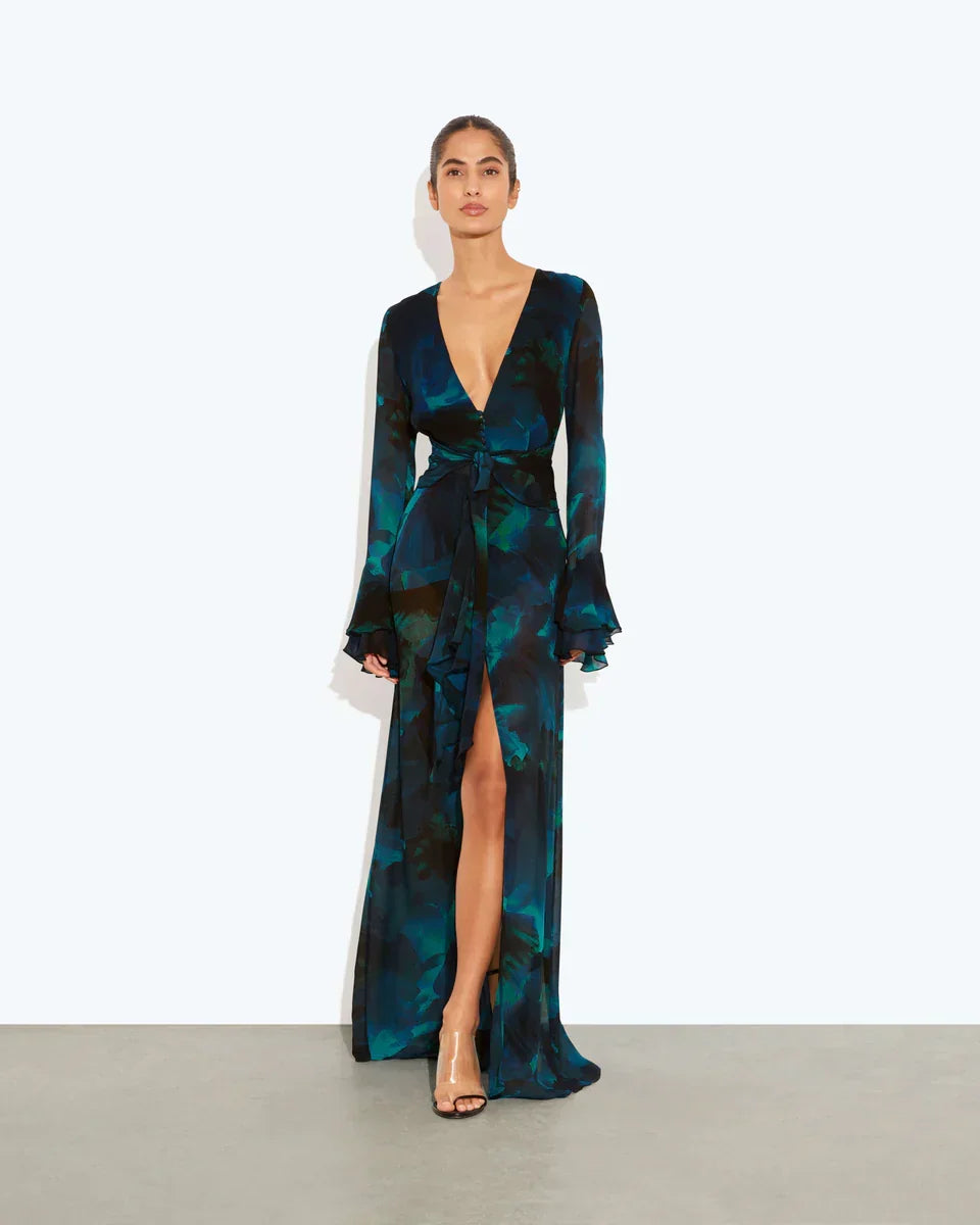 Aurelia™ Vestido Maxi Floral, Cuello en V