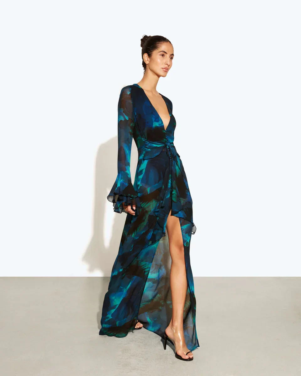 Aurelia™ Vestido Maxi Floral, Cuello en V