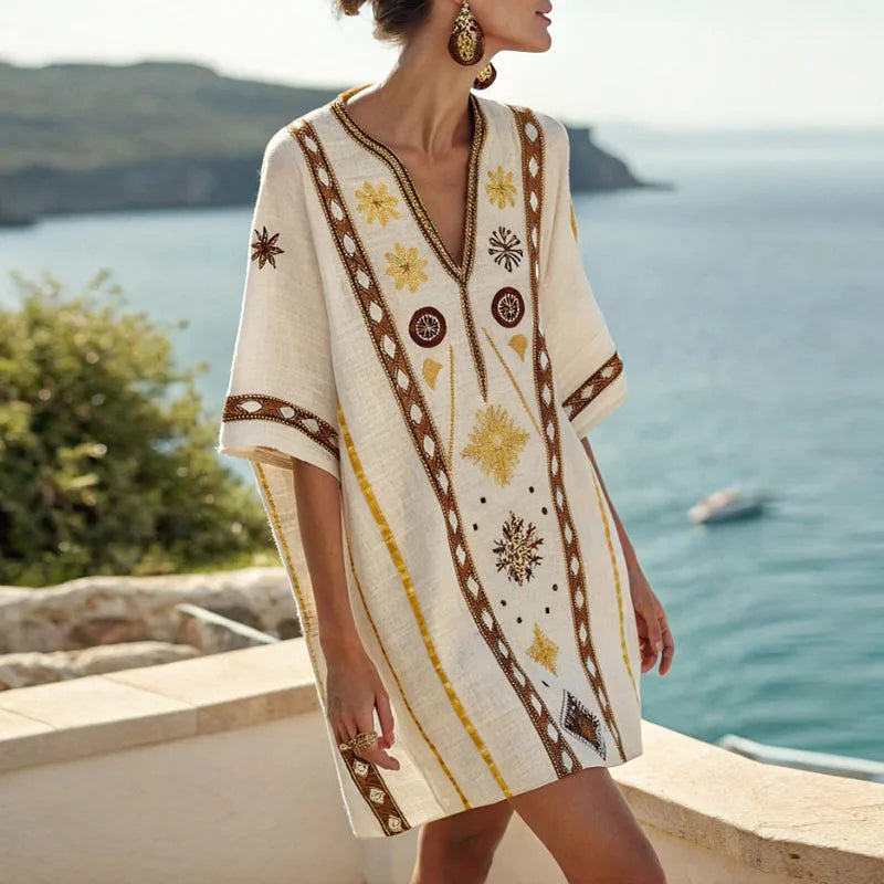 Yaquelin™ Vestido Largo de Playa Elegante con Escote en V
