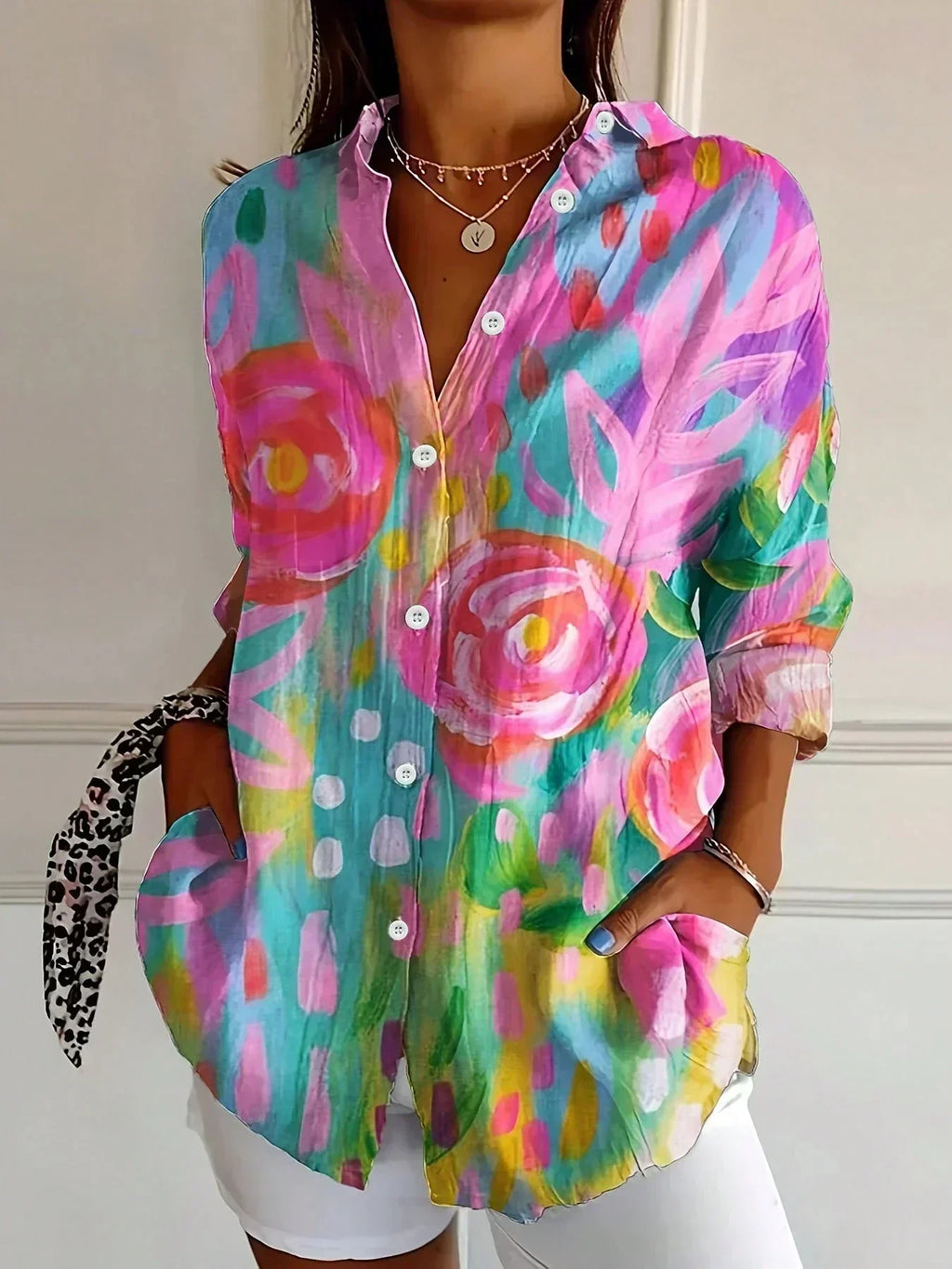 Selene™ Blusa Colorida con Estampado Artístico y Ajuste Cómodo