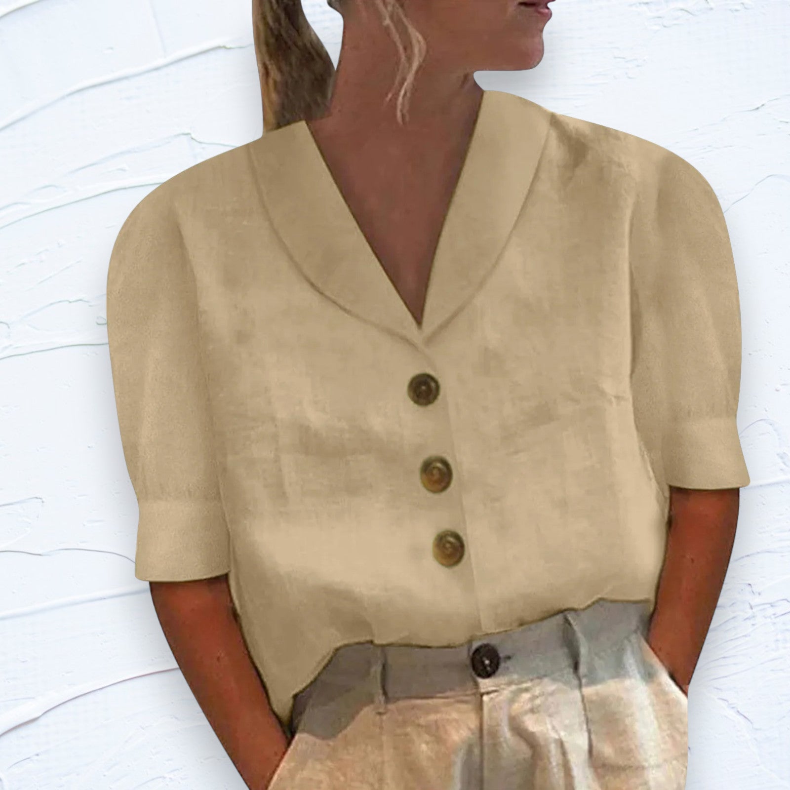 Nallely™ Blusa Retro Chic para Mujer con Nudo al Frente