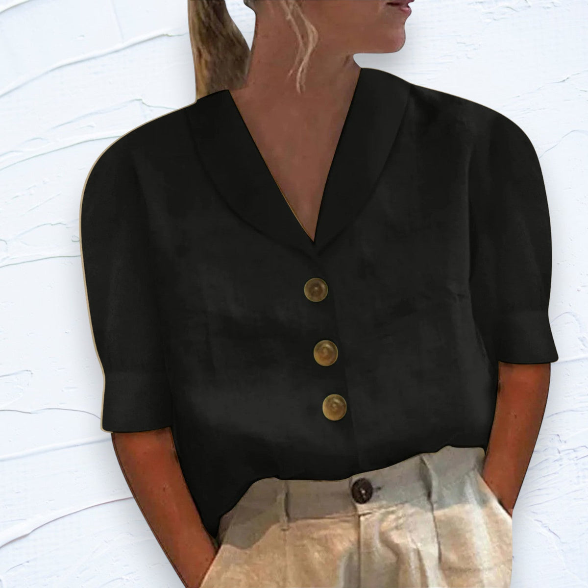 Nallely™ Blusa Retro Chic para Mujer con Nudo al Frente