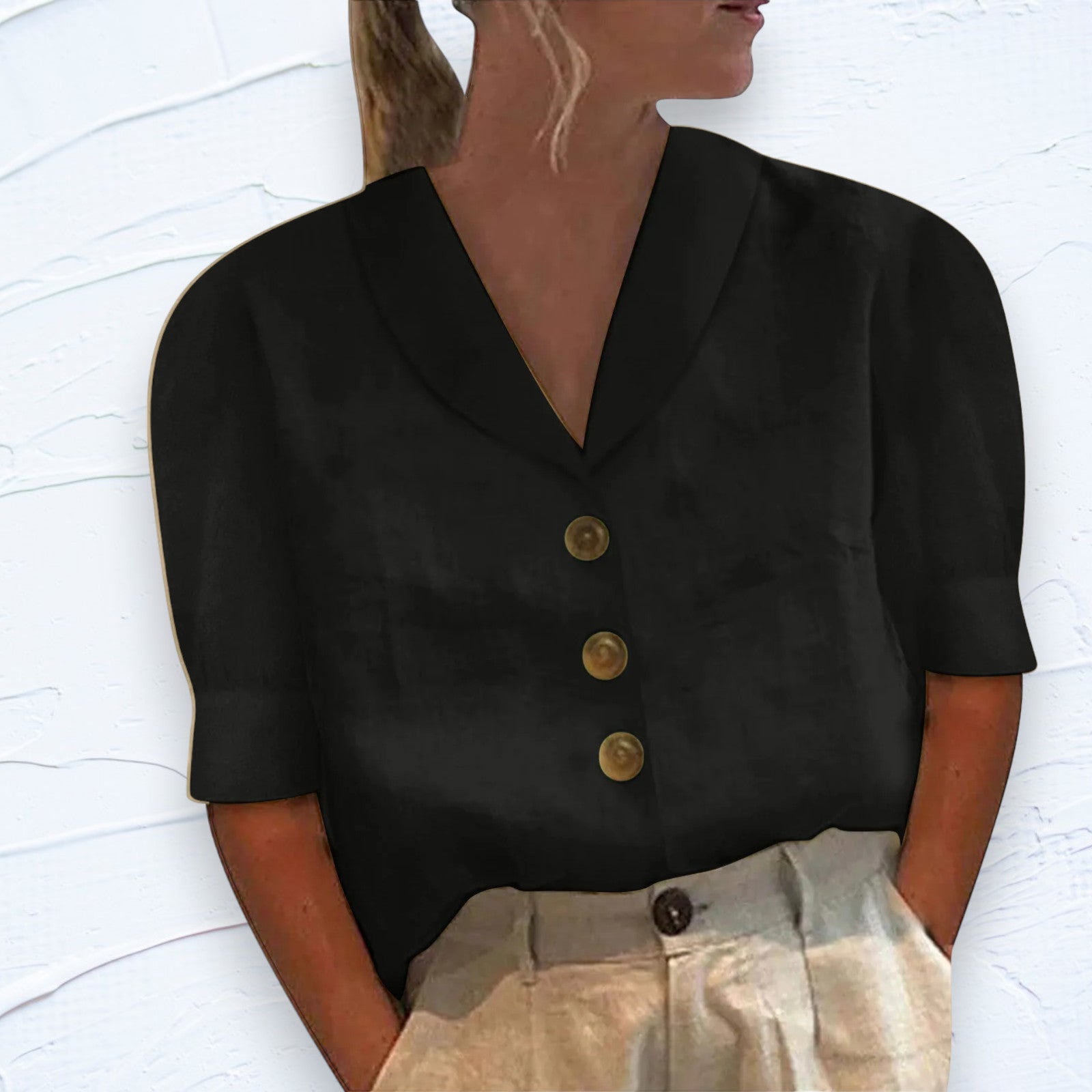 Nallely™ Blusa Retro Chic para Mujer con Nudo al Frente