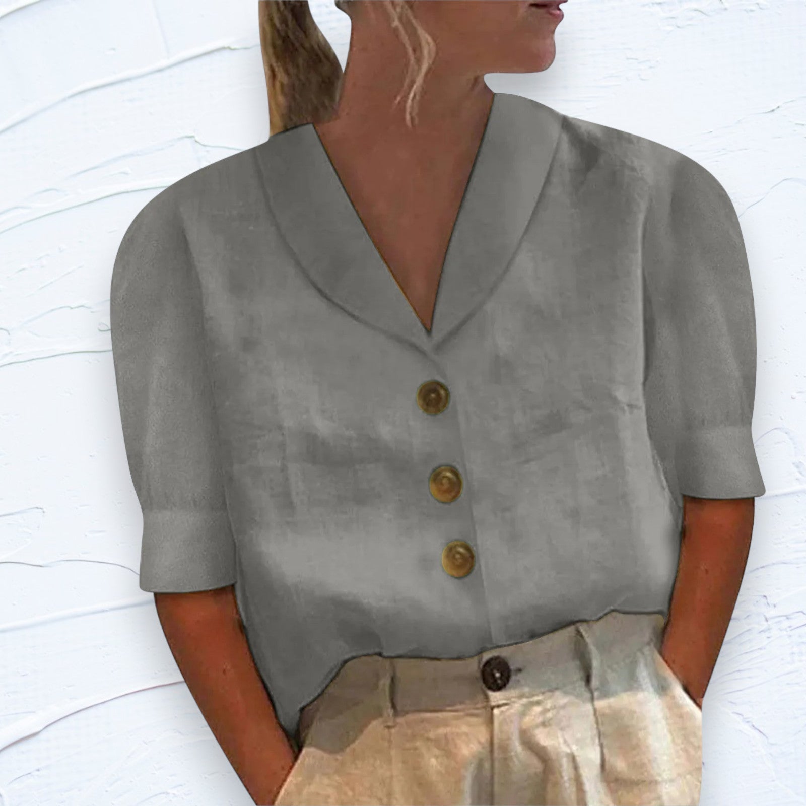 Nallely™ Blusa Retro Chic para Mujer con Nudo al Frente