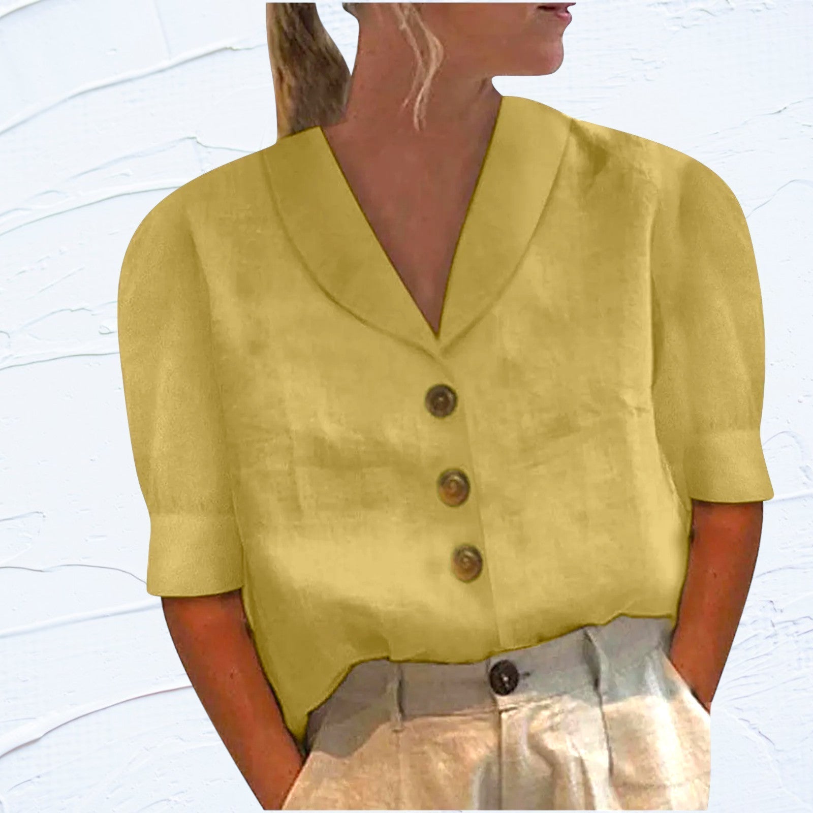 Nallely™ Blusa Retro Chic para Mujer con Nudo al Frente