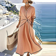 Ixtlán™ Vestido Midi de Playa para Mujer, Escote en V, Estilo Bohemio