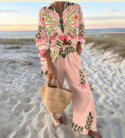 Estela™ Conjunto Casual Estampado para Mujer con Camisa y Pantalón Ancho