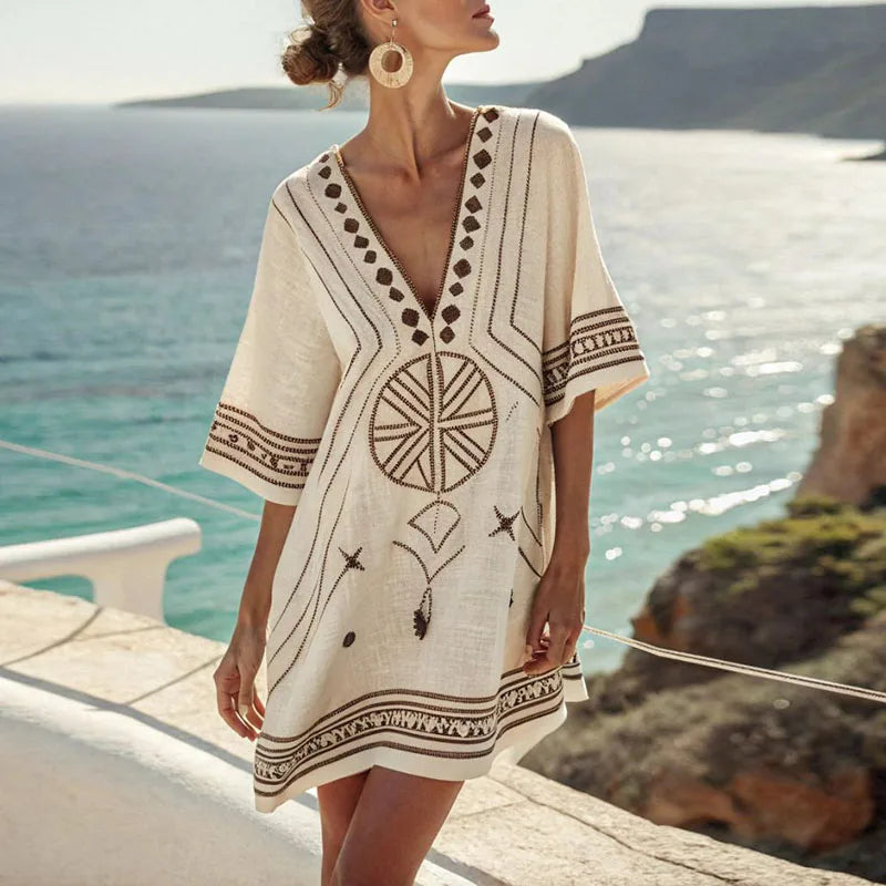 Yaquelin™ Vestido Largo de Playa Elegante con Escote en V