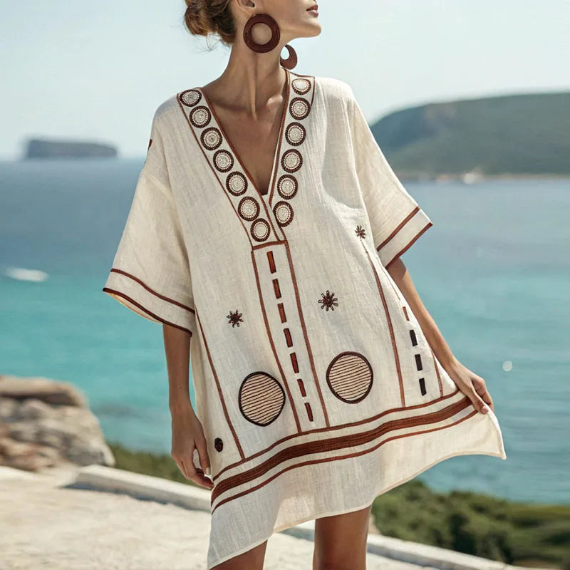 Yaquelin™ Vestido Largo de Playa Elegante con Escote en V