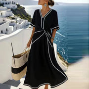 Ixtlán™ Vestido Midi de Playa para Mujer, Escote en V, Estilo Bohemio