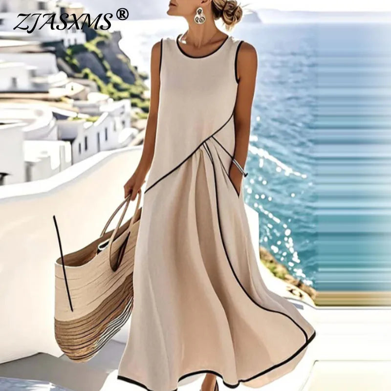 Ixtlán™ Vestido Midi de Playa para Mujer, Escote en V, Estilo Bohemio