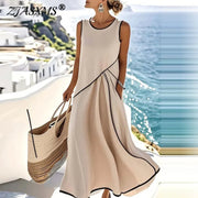 Ixtlán™ Vestido Midi de Playa para Mujer, Escote en V, Estilo Bohemio