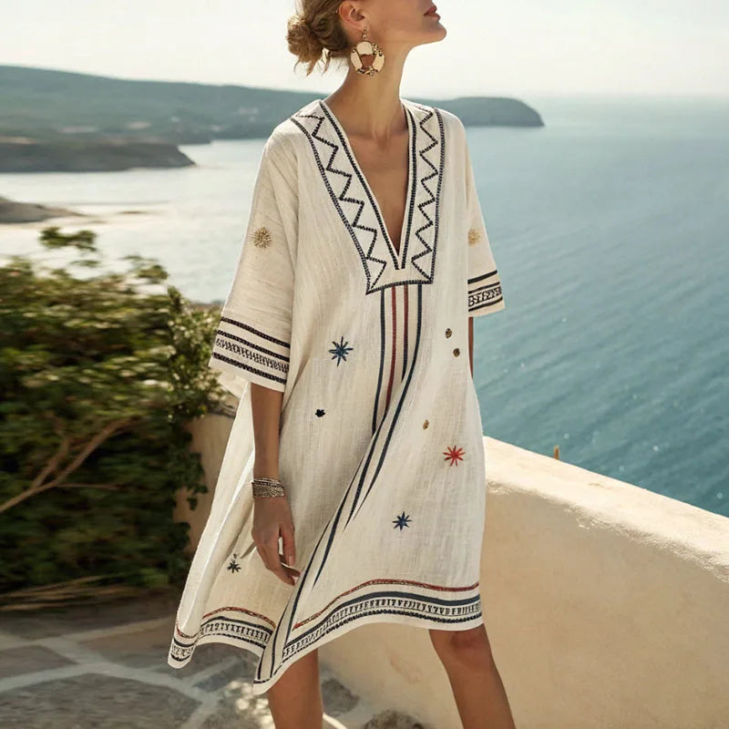 Yaquelin™ Vestido Largo de Playa Elegante con Escote en V
