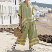 Tenango™ Conjunto Casual a Rayas para Mujer con Top y Pantalón