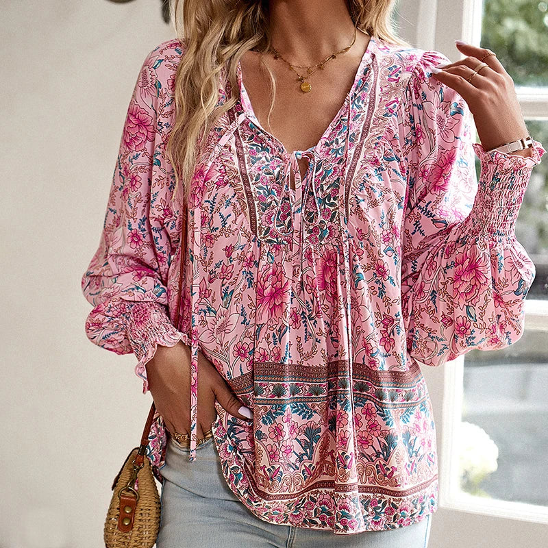 Paola™ Blusa Floral Elegante para Mujer con Corte Fluido