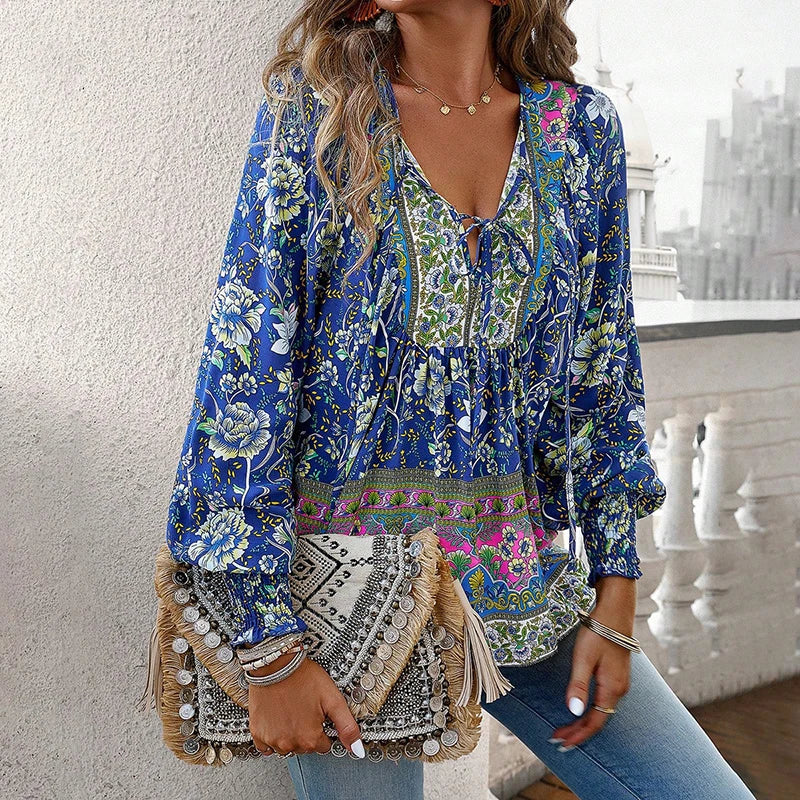 Paola™ Blusa Floral Elegante para Mujer con Corte Fluido