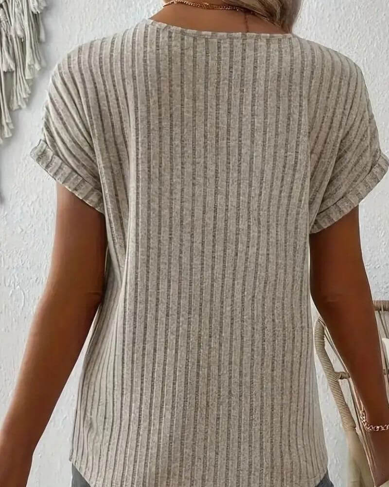 Irapuato™ Blusa de Punto con Escote en V de Ajuste Cómodo
