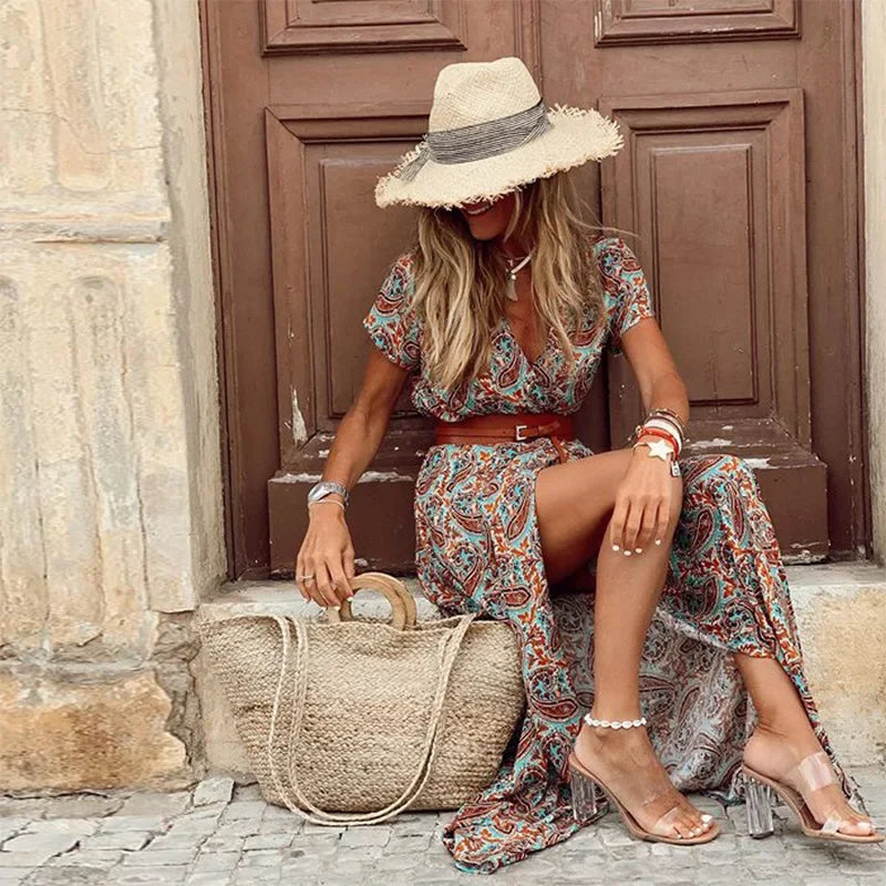 Aguascalientes™ Vestido Maxi Bohemio Elegante en Viscosa Ligera