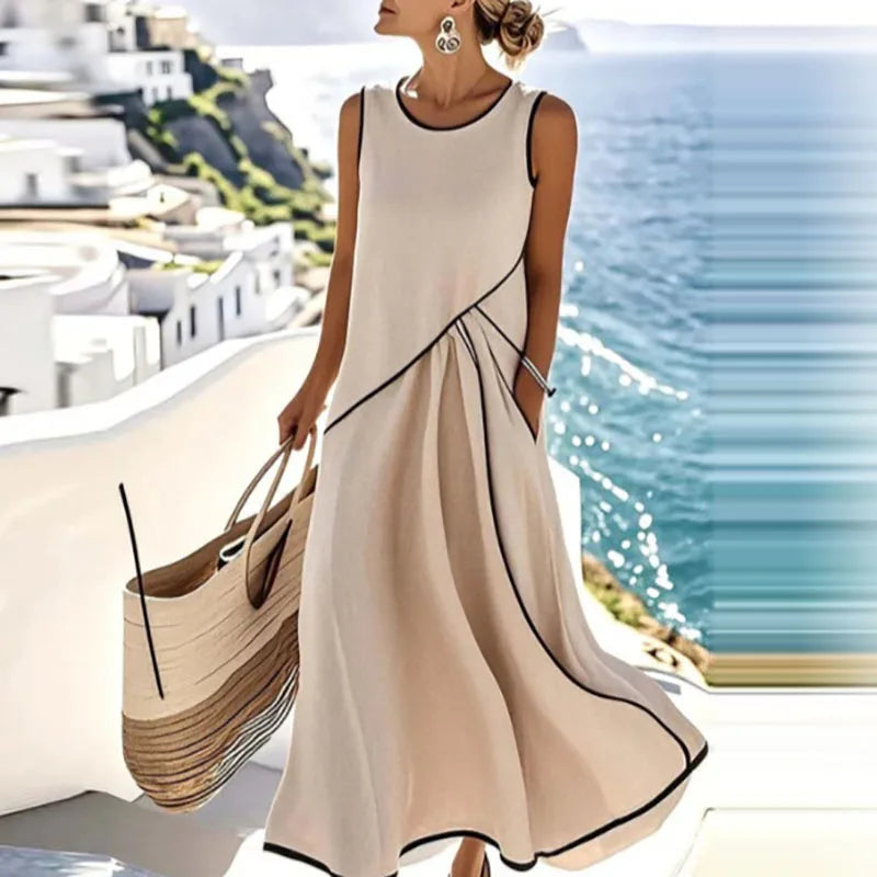 Ixtlán™ Vestido Midi de Playa para Mujer, Escote en V, Estilo Bohemio