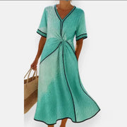 Ixtlán™ Vestido Midi de Playa para Mujer, Escote en V, Estilo Bohemio