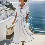 Ixtlán™ Vestido Midi de Playa para Mujer, Escote en V, Estilo Bohemio