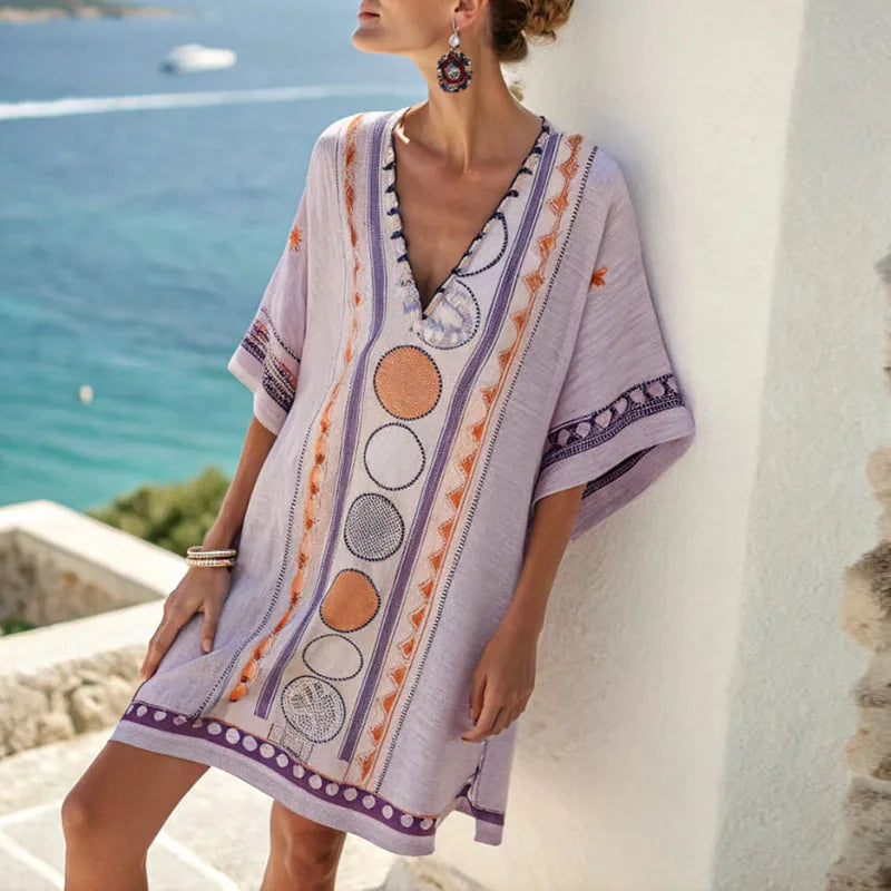 Yaquelin™ Vestido Largo de Playa Elegante con Escote en V