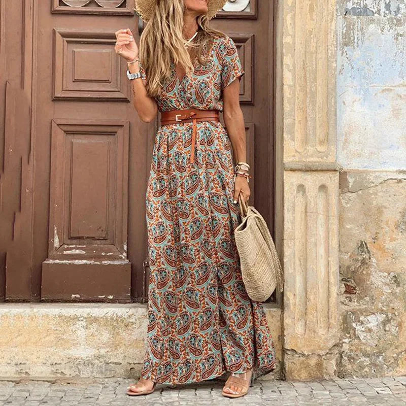 Aguascalientes™ Vestido Maxi Bohemio Elegante en Viscosa Ligera