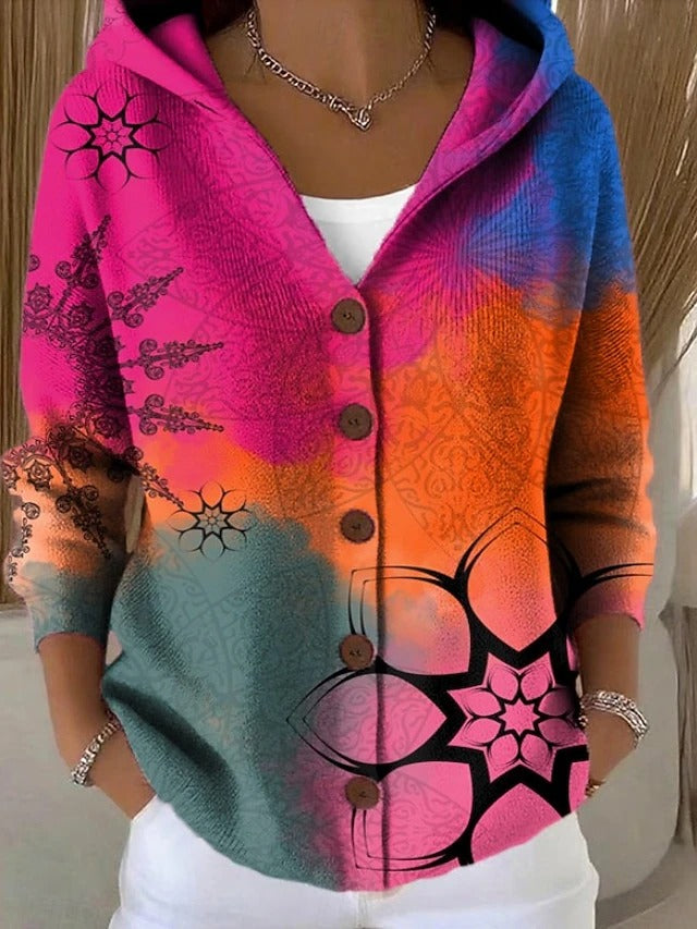 Paloma™ | Cárdigan de Punto Estampado con Capucha
