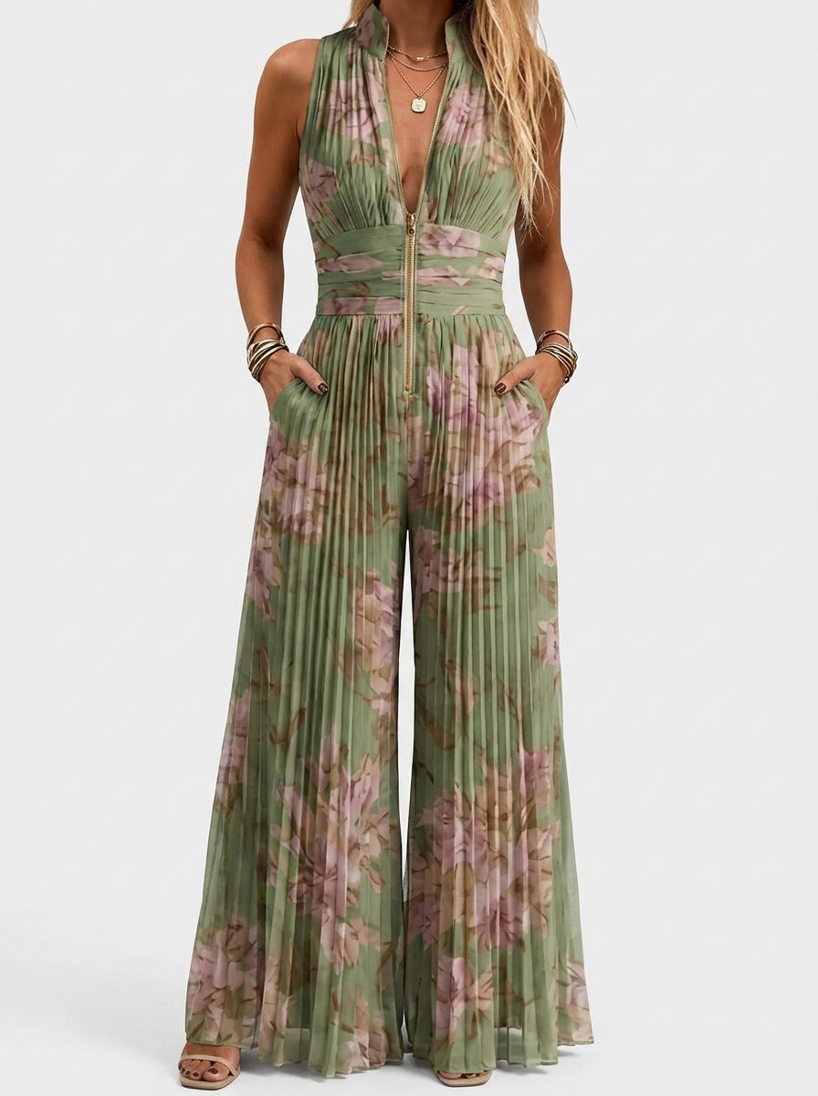 Jacinta | Jumpsuit de Gasa Floral Plisado
