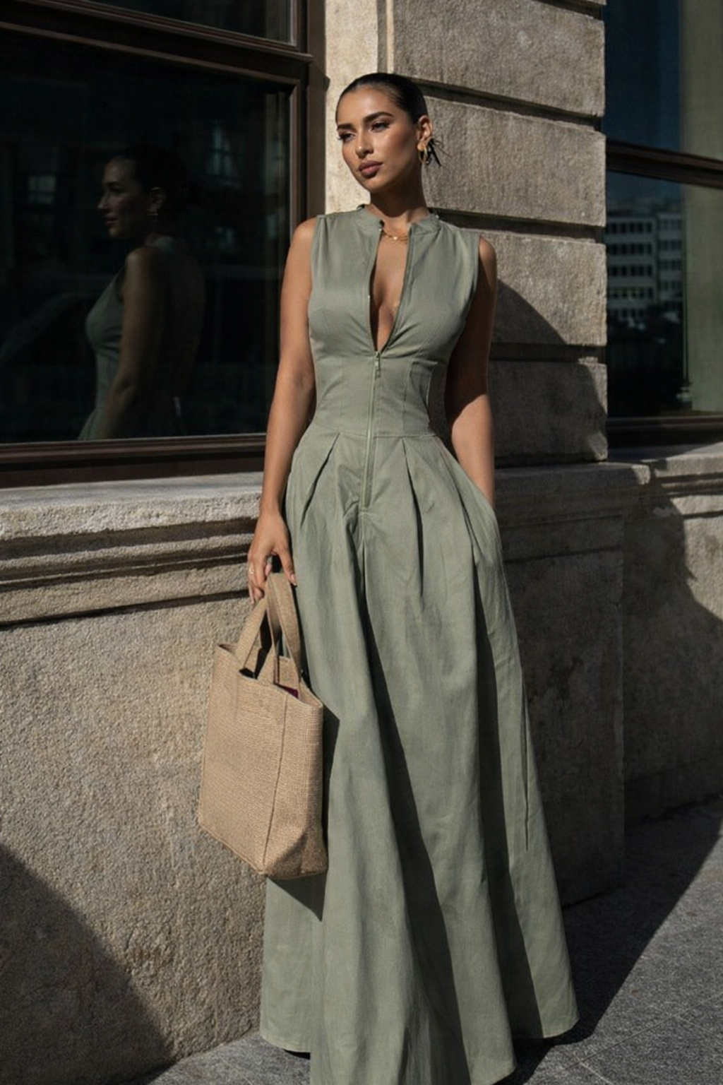 Milagro™ Vestido Entallado con Cremallera y Falda Fluida