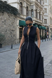 Milagro™ Vestido Entallado con Cremallera y Falda Fluida