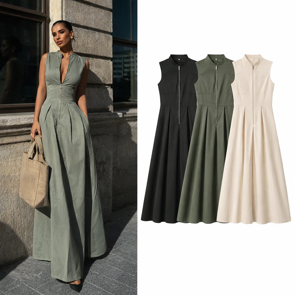Milagro™ Vestido Entallado con Cremallera y Falda Fluida
