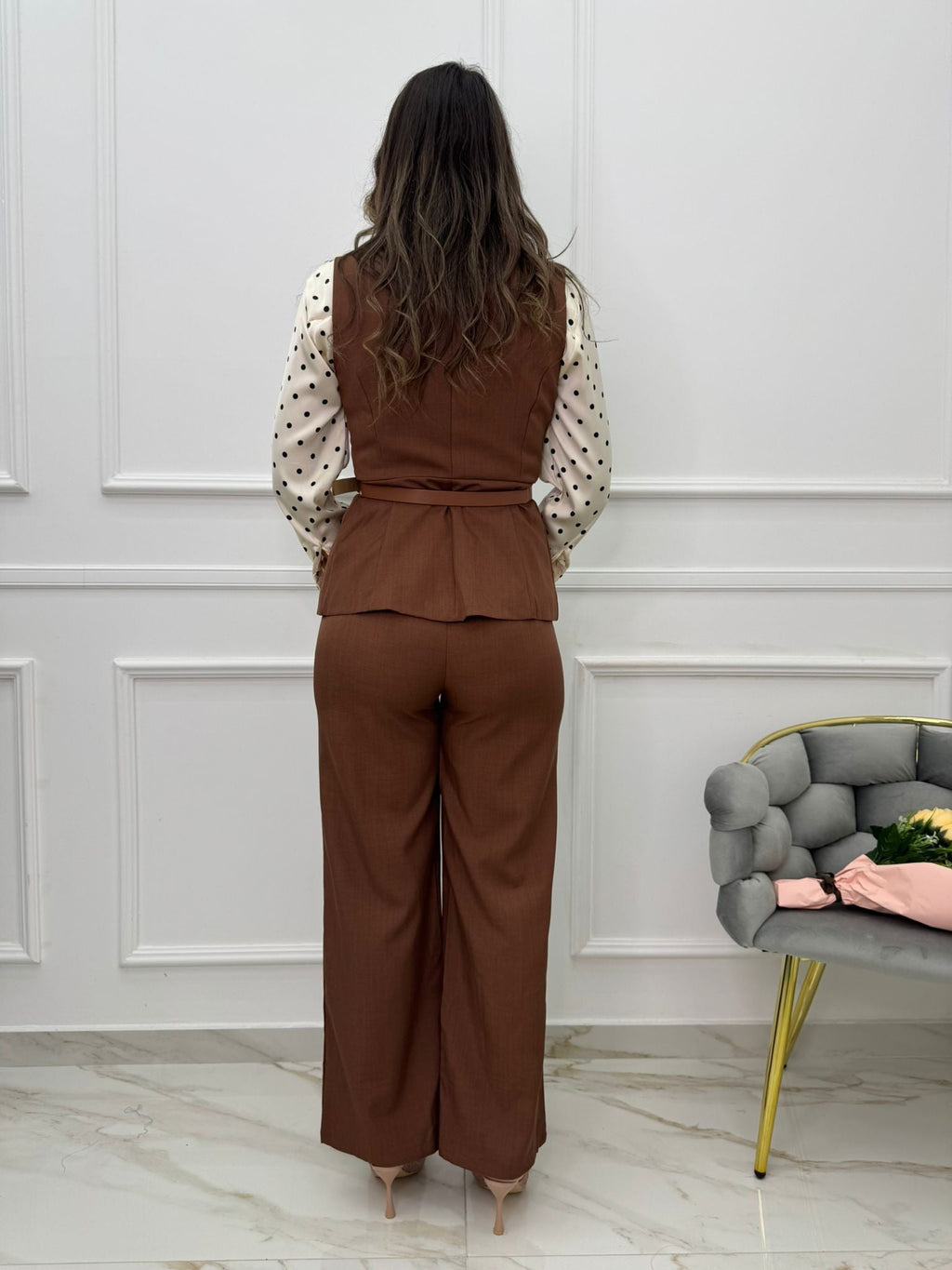 Comala™ Conjunto de Pantalón y Chaleco con Cinturón en la Cintura