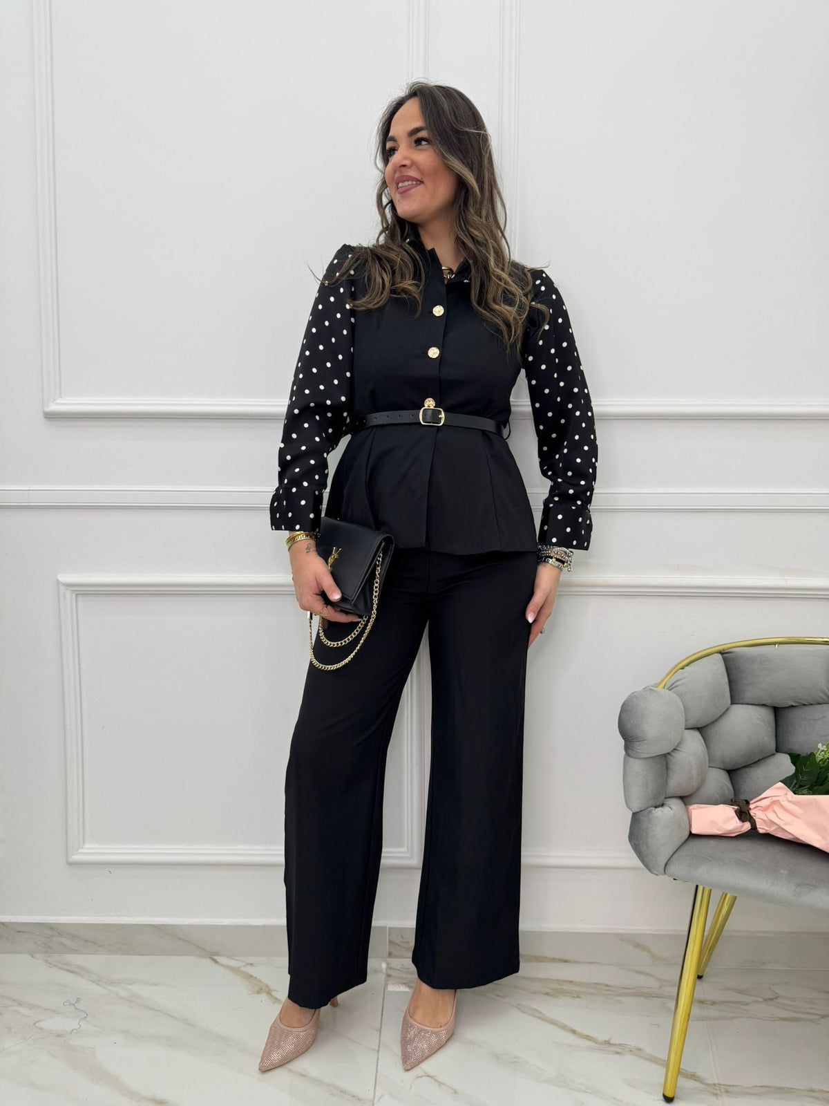 Comala™ Conjunto de Pantalón y Chaleco con Cinturón en la Cintura